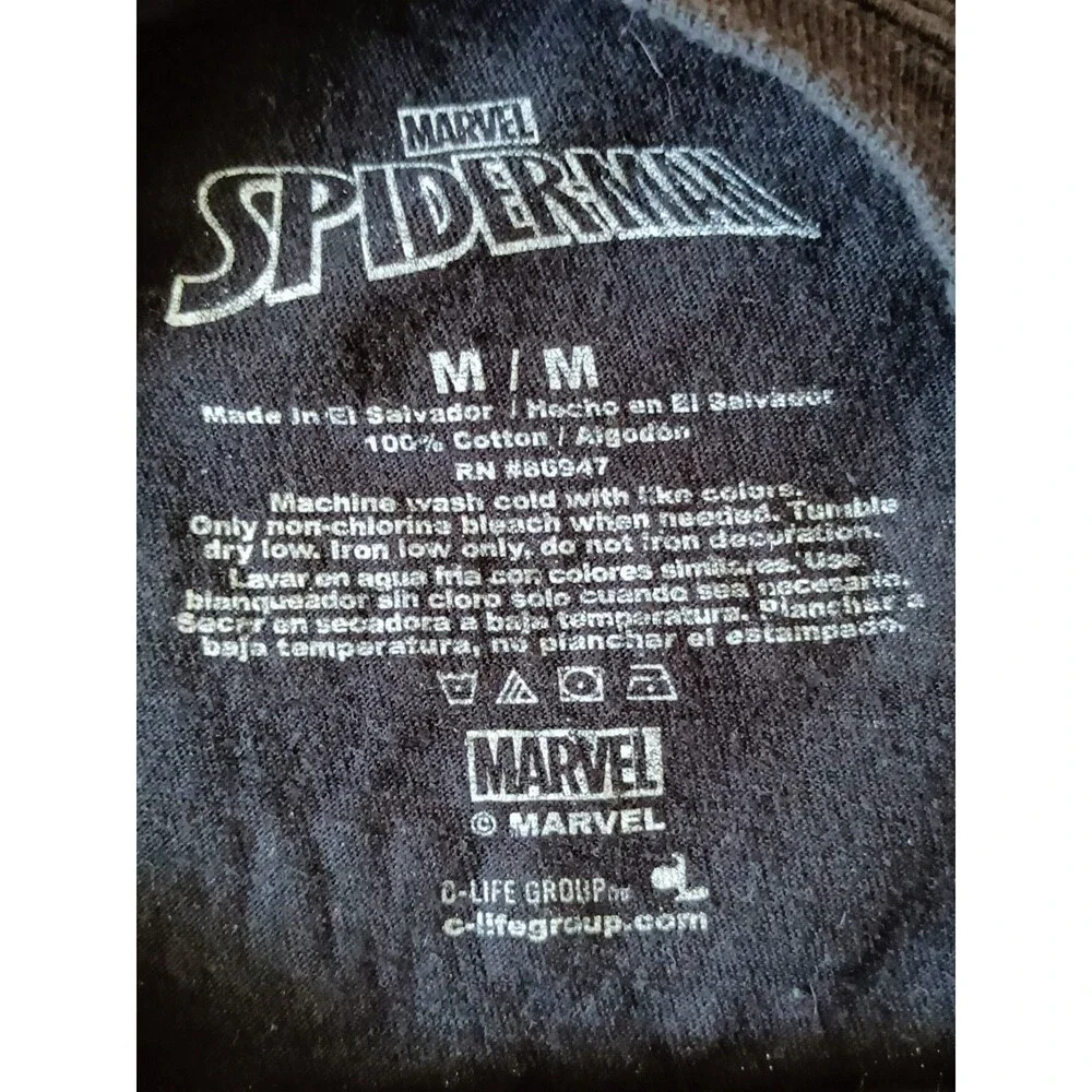 Marvel Comic Spiderman T-Shirt Men's Size Medium Black Graphic Black Shirt